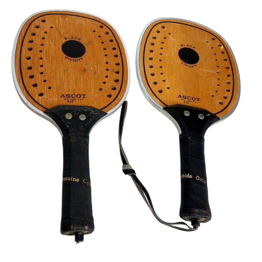 Vintage Black Knight Ascot Metal Edge Paddleball Paddles Set of 2
